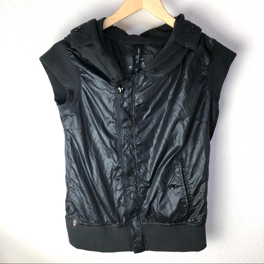 G-Star Raw Womens Polyamide Hooded Vest Black Size Medium